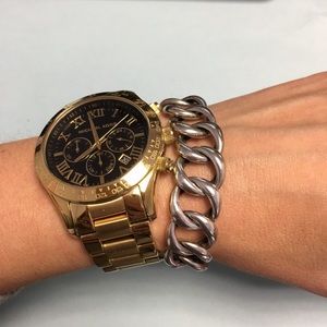 Michael Kors Blackface Goldtone Watch 
